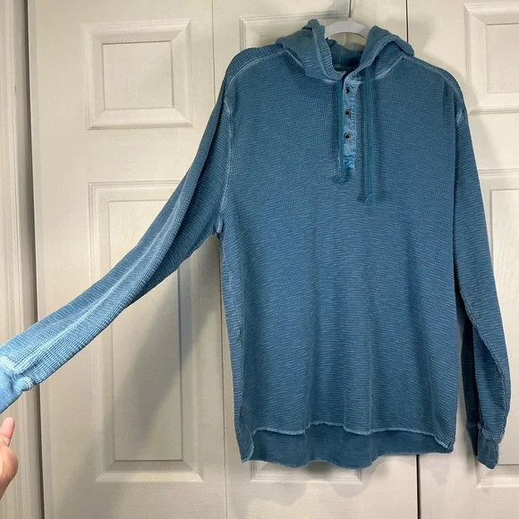 🌹 Lucky Brand Blue Hooded Henley Hoodie - XXL - Picture 2 of 5